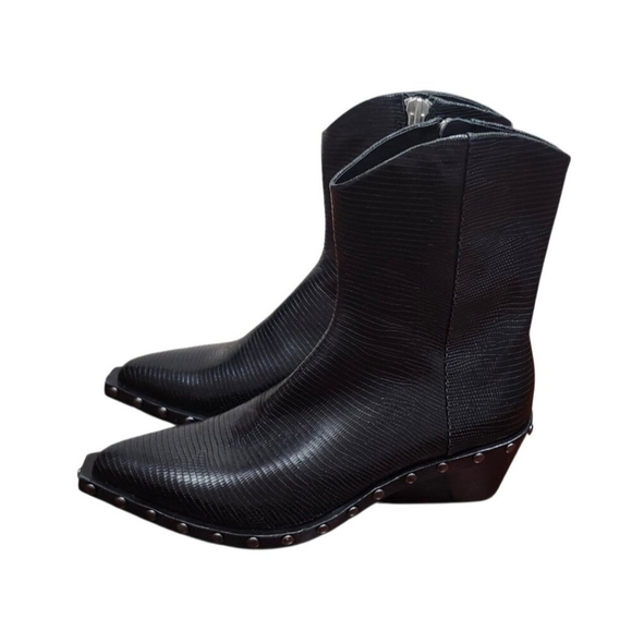 Rag & Bone santiago mid boots Womens black Lizard-embossed calf Size EU 40/US9.5 - Picture 7 of 16